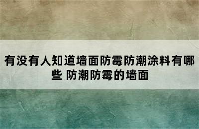 有没有人知道墙面防霉防潮涂料有哪些 防潮防霉的墙面